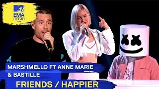 Marshmello Ft AnneMarie amp Bastille  FRIENDS  HAPPIER  2018 MTV EMA Live Performance [upl. by Asiilanna163]