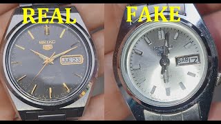 Seiko 5 real vs fake How to spot fake Seiko 5 wrist watch [upl. by Gnek]