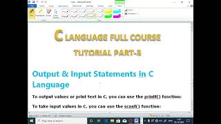 C LANGUAGE PART  3 Output amp Input Statements In C LanguageECL365CLASSES [upl. by Irtak671]