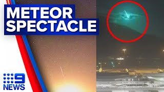 Moment meteor lights up night sky in Queensland  9 News Australia [upl. by Ydniahs377]