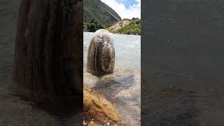 shivling like stone standing in flowing water shiva shivling river shorts [upl. by Eadahs202]