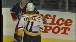 Mark Messier vs Darius Kasparaitis [upl. by Yltnerb]