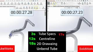 TubeWorks Advanced Tube Processing Software vs SolidWorks Time Comparison [upl. by Euqinorev]