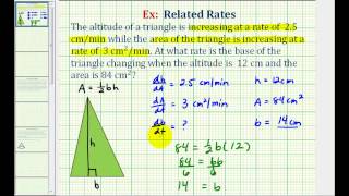 Ex Related Rates  Area of Triangle [upl. by Helyn]