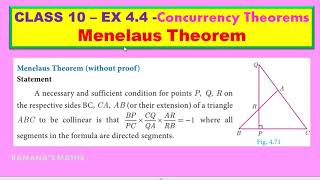 CLASS 10  EX 44  MENELAUS THEOREM [upl. by Nohsav652]