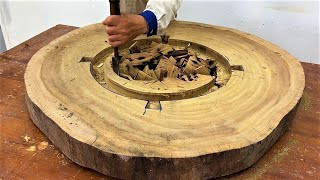 The Process Cutting And Restoring Rotten Wood Panels By Skillful Carpenters Unique Table Top Design [upl. by Skill112]