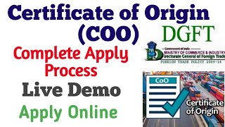 How to Apply Certificate of Origin COO Online For Export Goods  SAPTA  GSP  SAFTA  DGFT Portal [upl. by Cormack]