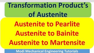 Transformation products of austenite Austenite to Pearlite Bainite and Martensitematerialscience [upl. by Mehalick]