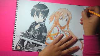 Speed Drawing  Kirito amp Asuna Sword Art Online [upl. by Darleen]