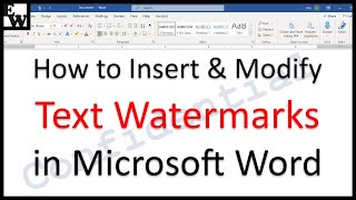 How to Insert and Modify Text Watermarks in Microsoft Word [upl. by Fairweather]