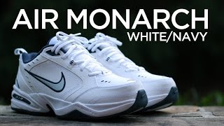 Closer Look Nike Air Monarch IV  WhiteNavy [upl. by Michaeu]