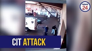 WATCH Armed thieves attack cashintransit guards in Boksburg [upl. by Sitelc907]