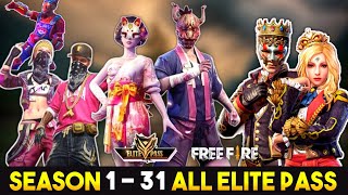 FREE FIRE SEASON 1  SEASON 31 ALL ELITE PASS FULL VIDEO  ALL ELITE PASS  GARENA FREE FIRE [upl. by Maker]