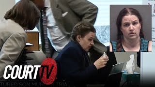 Panic Attack in Court while Texts Read in Tortured Son Murder Trial [upl. by Wallack547]