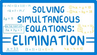 GCSE Maths  How to Solve Simultaneous Equations  Using the Elimination Technique [upl. by Kaya202]