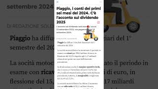 PIAGGIO novità sullacconto del DIVIDENDO 2025 [upl. by Aivataj]