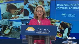 British Columbia ministers announce new child care legislation – June 8 2021 [upl. by Khai]