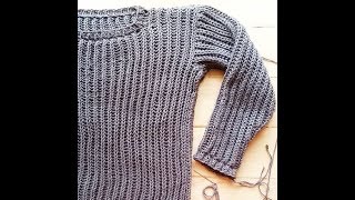 Seaming Technique for Fishermans Rib sweater  Pattern by Lady Jay Crochet [upl. by Danie868]