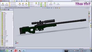 SolidWorks Tutorial  AWM Sniper Rifle [upl. by Kered]