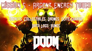 DOOM  Lvl 5  Argent Energy Tower  Collectibles Data Logs Classic Map Elite Guards [upl. by Atsirhcal]