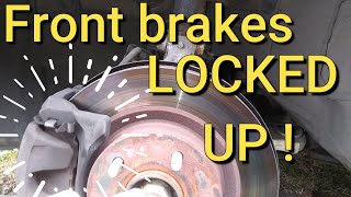 nissan front brakes locking up  altima [upl. by Lyram]