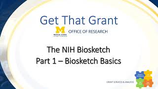 The NIH Biosketch Part 1 Biosketch Basics [upl. by Cranford952]