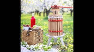 Solid Wood 16 Gallon Fruit Wine Press Apple Cider Grape Berries Crusher Manual Juice Maker Basket [upl. by Rimaa764]