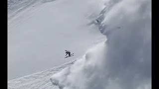 Skiers Epic Backflip Escaping Avalanche [upl. by Knipe]