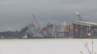 Weather slows salvage and recovery efforts of Baltimore bridge collapse [upl. by Nimrak]