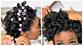 My Best Heatless Perm Rod Set On Natural Hair  TréLuxe amp Purple Perm Rods Tutorial [upl. by Yttisahc]