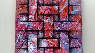 055 New technique 3d weaving acrylic pour  interlaced art tutorial [upl. by Cara]