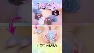 conejitos de Pompones de lana 🐰 hazlotumismo manualidades crafts peluche conejito diy shorts [upl. by Hserus]