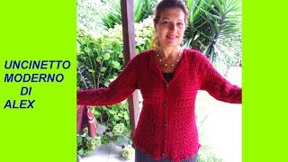 CARDIGAN TOPDOWN tutte le taglie alluncinetto TUTORIAL [upl. by Sherourd]