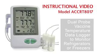 Thermco Instructional Video ACCRT8017 Dual Probe Vaccine Data Logger [upl. by Muncey545]