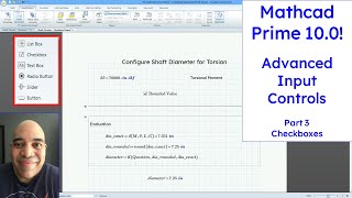 Mathcad Prime 100  Advanced Input Controls  Checkboxes [upl. by Yelats]