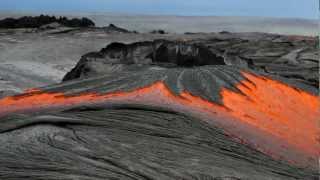 Rivers of molten lava high up Pulama Pali  Kilauea Volcano Hawaii DIGITALNECTAR [upl. by Neelrahs]