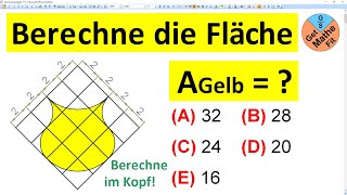 Berechne die gelbe Fläche  3 Lösungswege  Känguru der Mathematik 2000 Junior [upl. by Aralk636]