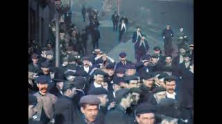 1899  20000 employees entering Lord Armstrongs Elswick Works NewcastleuponTyne Colorized [upl. by Keyes617]