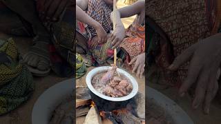 The most delicious and preferable food in tribe is meat🍖 See how Soup is cooked in tribefood [upl. by Akcirderf]