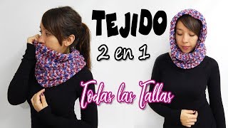 CUELLO y CAPUCHA 2 en 1 Tejido a Crochet TODAS LAS TALLAS muy fácil  Moda Crochet Maritza [upl. by Aicala947]