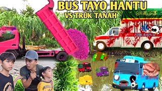 BUS TAYO HANTU VS TRUK TANAH  ANAK BUS TAYO MENINGGAL DI BAWA AMBULAN [upl. by Sinnek]