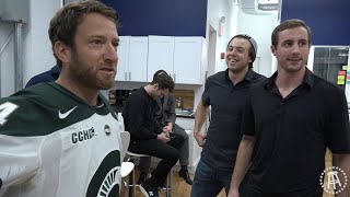 Barstool Goalie Challenge Featuring Charlie McAvoy and Tim Schaller of the Boston Bruins [upl. by Vaden]