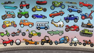 Hill Climb Racing 2  ALL 28 VEHICLES UNLOCKED AND FULLY UPGRADED Walkthrough GamePlay [upl. by Nicodemus]