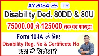 Tax benefit on Disability 80U amp 80DD us  How disability Deduction Claim in ITR AY 202425  ITR [upl. by Desireah]