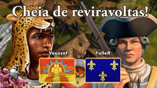 Uma partida cheia de reviravoltas Asteca x França  Youssef vs Foller  Age of Empires 3 DE [upl. by Nbi483]