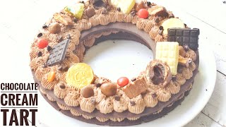 Eggless Chocolate Tart Cake Recipe  Chocolate Cream Tart  Arunima Bakes [upl. by Vasileior]