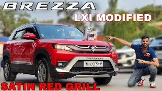 LATEST BREZZA LXI 2024 MODIFIED WITH SATIN RED GRILLBLAUPUNKT AUDIOamp TOP GEAR INTERIOR [upl. by Aserahs69]