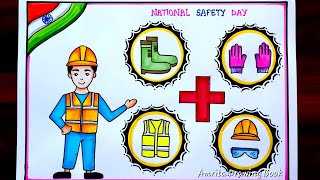 National Safety Day Drawing Easy Safety Day Drawing How to Draw National Safety Day poster safety [upl. by Gorrian]