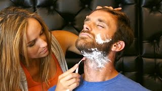 Real ASMR Men’s Shave amp Beard Trimming Barber Sounds – Soft Spoken Binaural 3Dio [upl. by Amikat]