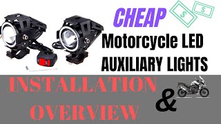 CHEAP motorcycle LED auxiliary lights  CREE U7 Installation  Overview [upl. by Neih240]